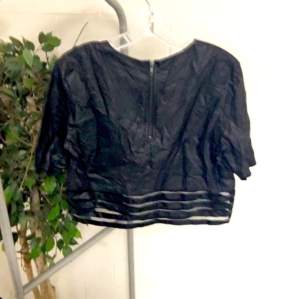 Mustard seed crop top Faux Leather .. large.